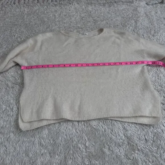 Tomorrowland Womens Small Brushed Cashmere Flared Sleeve Cream Crewneck Sweater - Picture 5 of 9